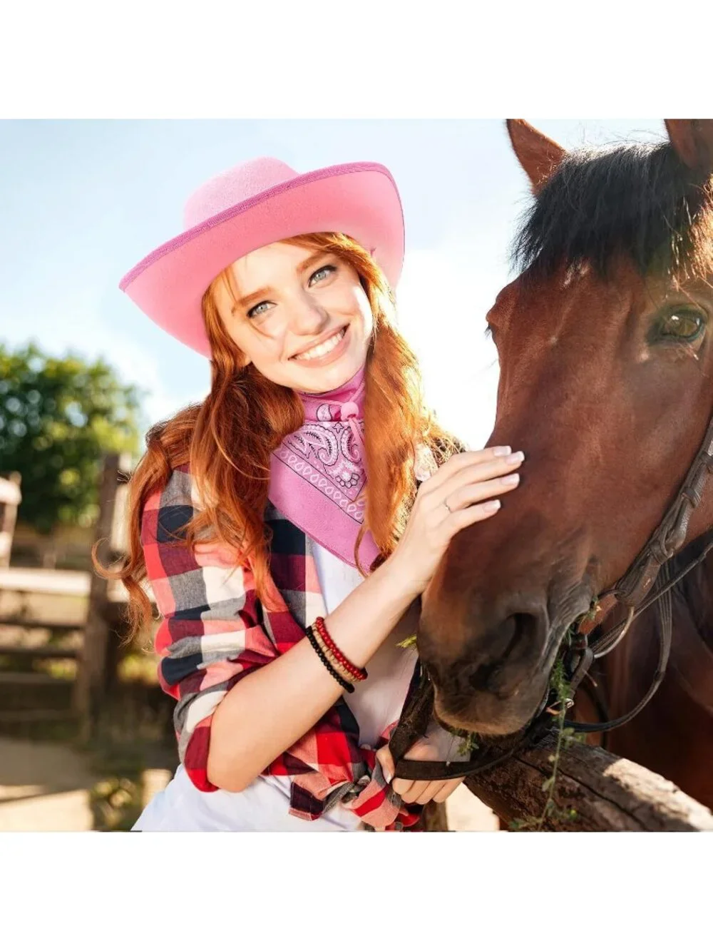 Men's Pink Bandanas Bulk Adjustable Felt Western Cowboy Cowgirl Hat 12 Pcs